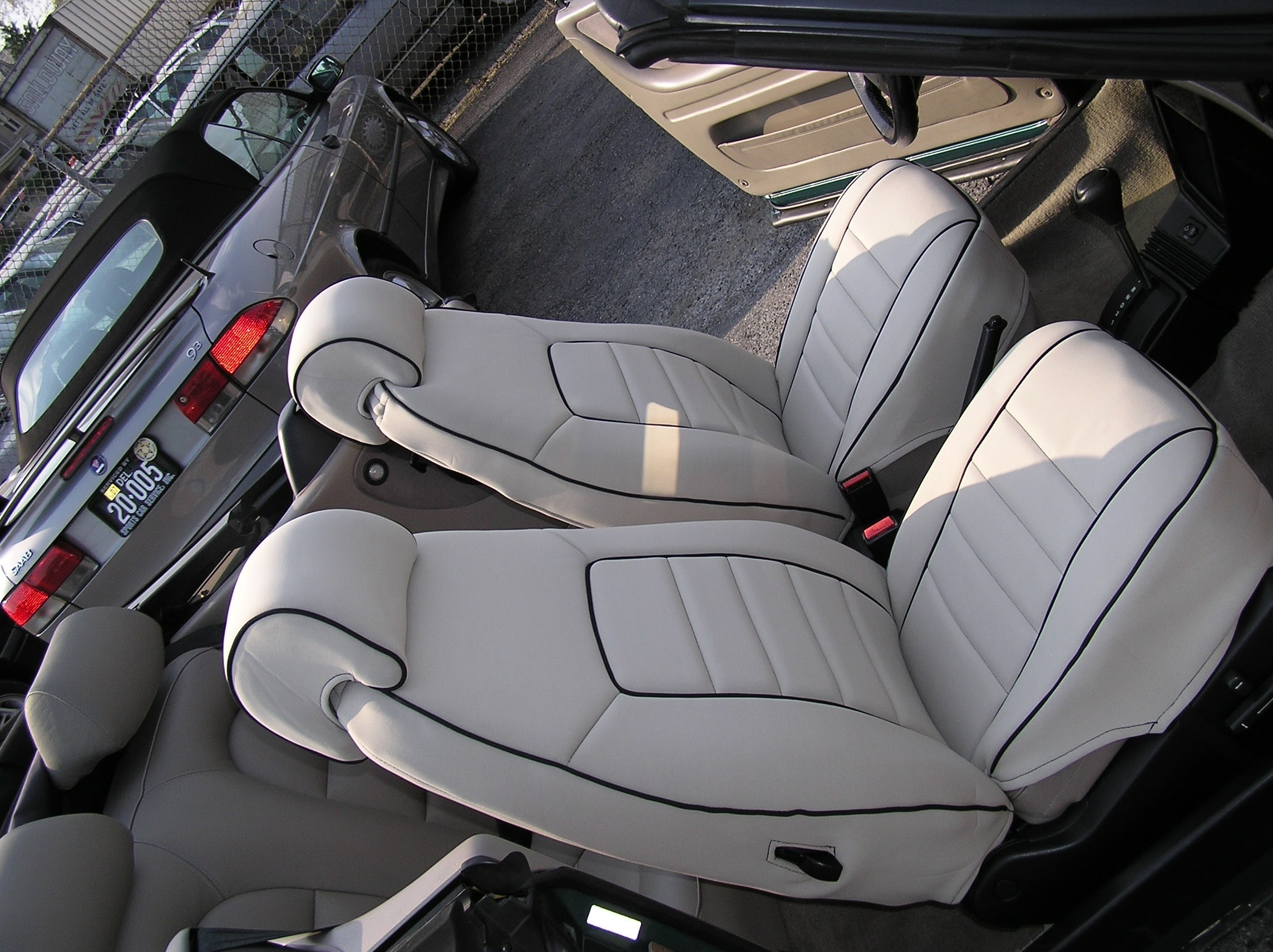 Stateofnine 1999 2003 Saab 9 3 Convertible Full Color Front Seat Covers 17 Tan Neoprene Set Of 2 With Headrests - 2005 Saab 9 3 Convertible Seat Covers